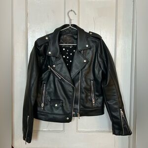 Faux leather biker jacket. Womens size Large.